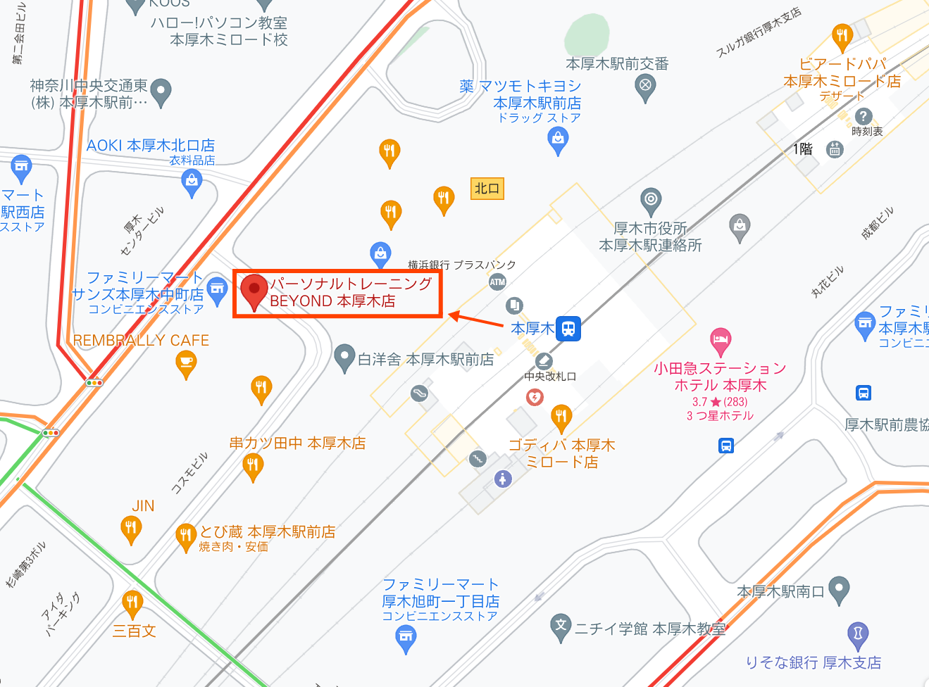 本厚木店地図