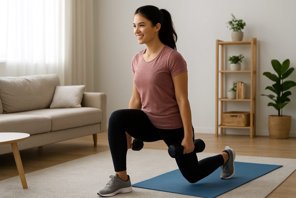 自宅でトレーニングしている女性
